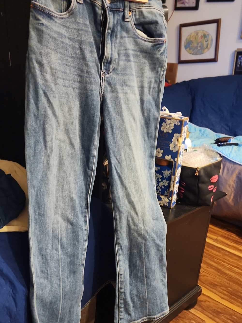 Pistola Light Wash Straight Leg Jeans Cropped
